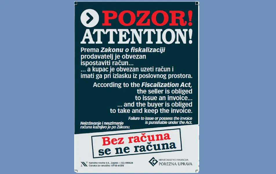Fiskalizacija u krajnjoj potrošnji-Bez računa se ne računa-Alineja