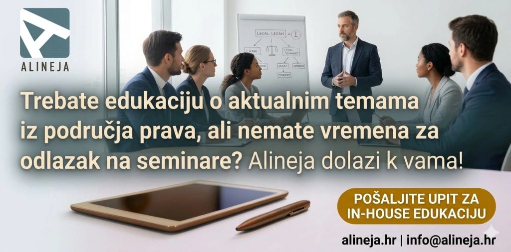 Banner Alineje za upit o in-house edukaciji iz pravnih područja.