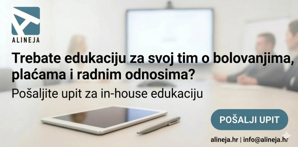 Banner Alineje za upite o in-house edukaciji iz područja radnog prava i obračuna plaća