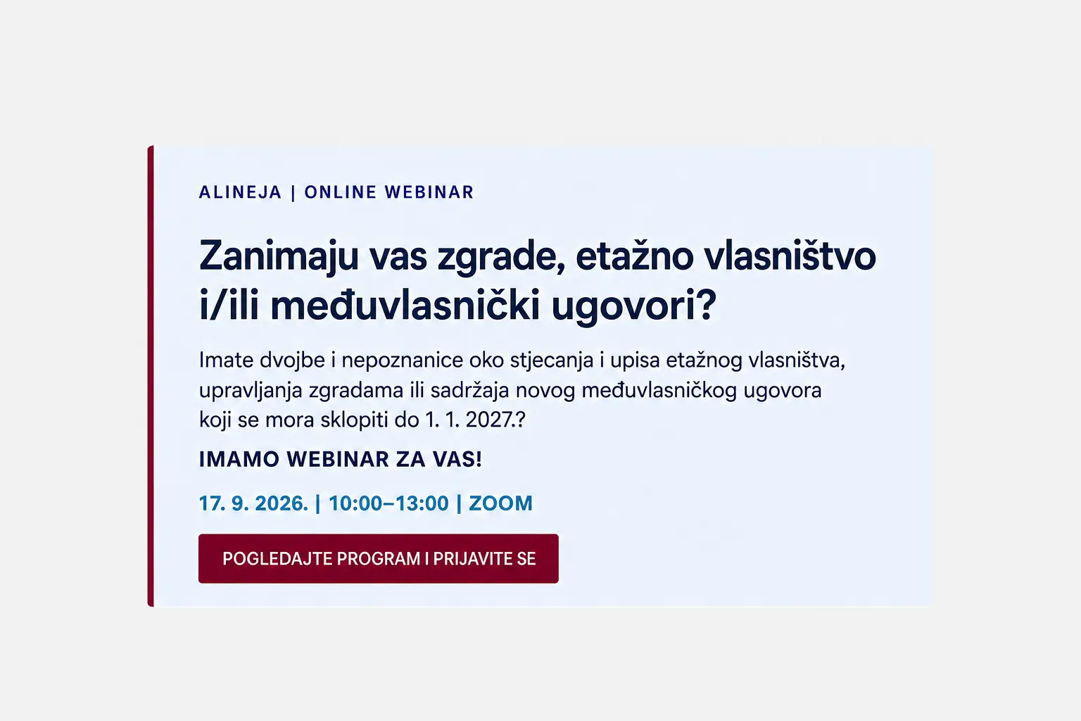 etazno vlasnistvo upravljanje zgradama medjuvlasnicki ugovor Alineja desktop