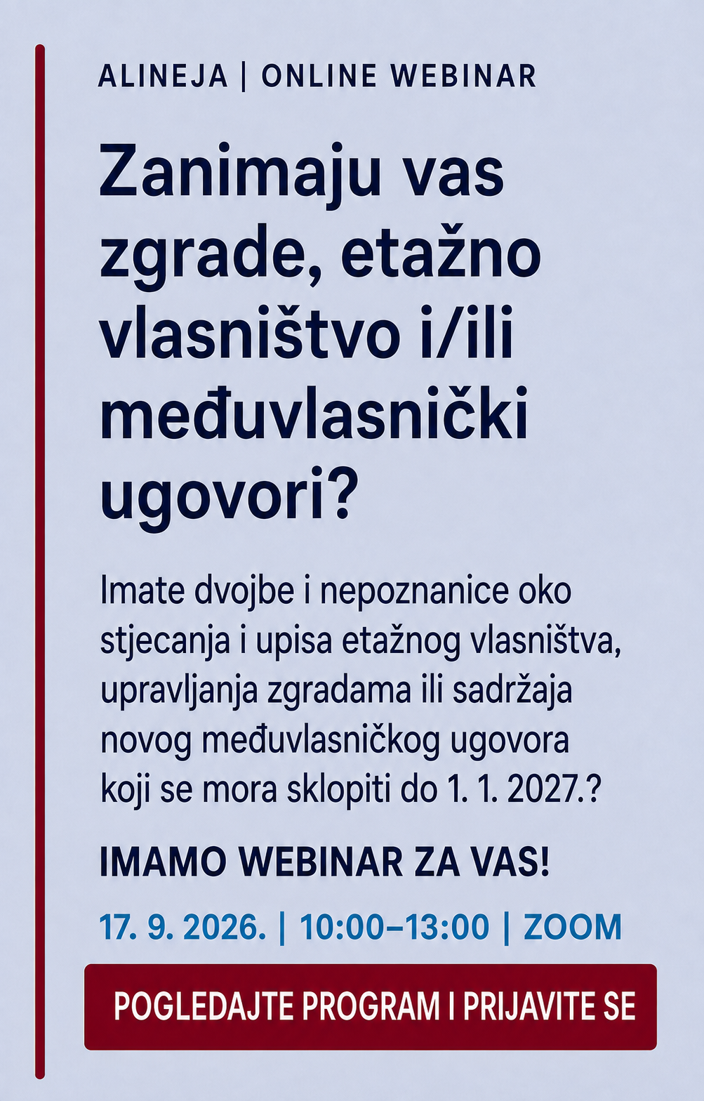 etazno vlasnistvo upravljanje zgradama medjuvlasnicki ugovor Alineja mobitel