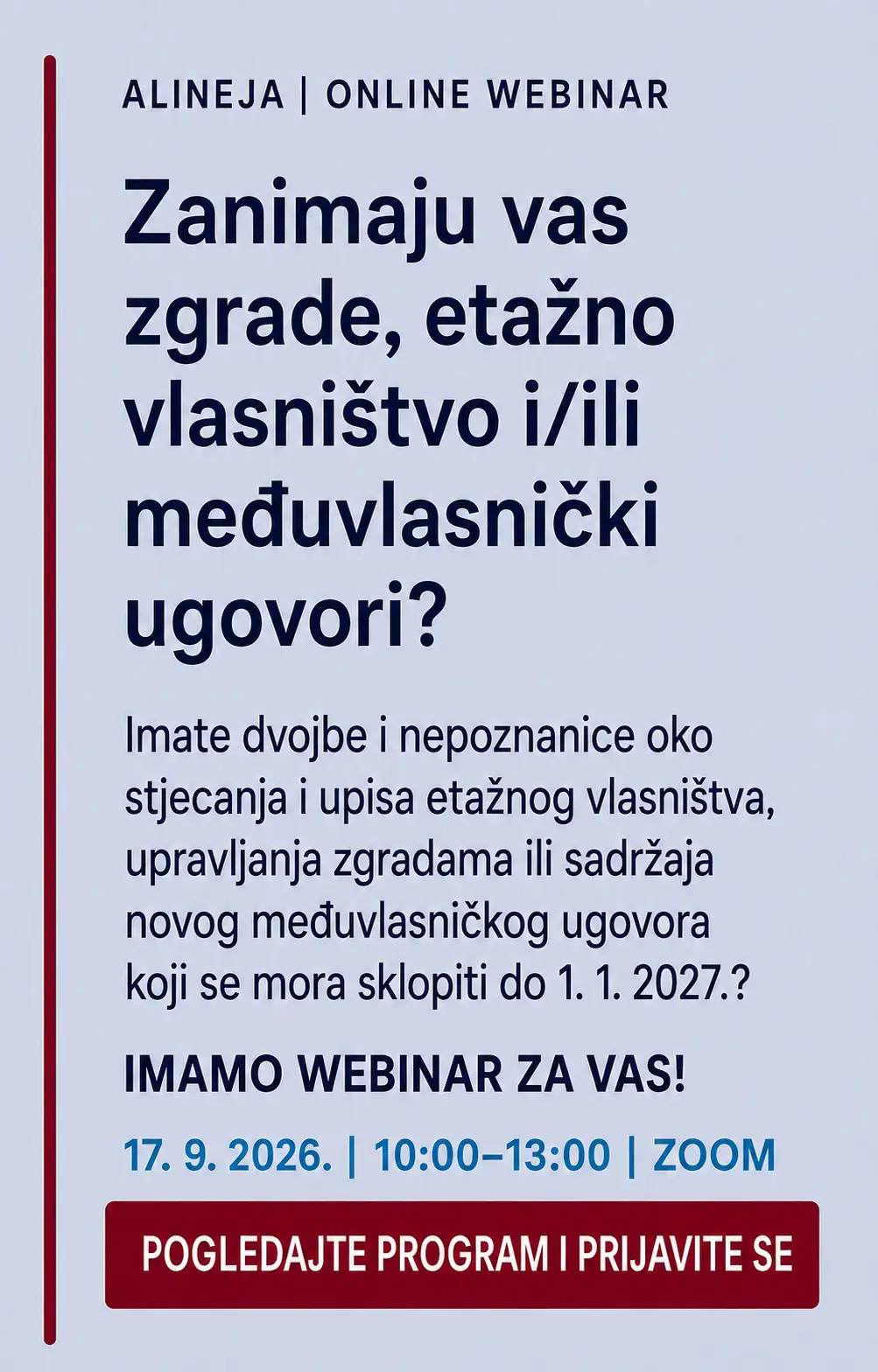 etazno vlasnistvo upravljanje zgradama medjuvlasnicki ugovor Alineja mobitel